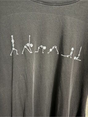 SELF CONTRAST Black Tee with White Skeleton Graphic-Yoga